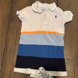Ralph Lauren Kids' Striped Polo Shirt - White, Orange, Blue